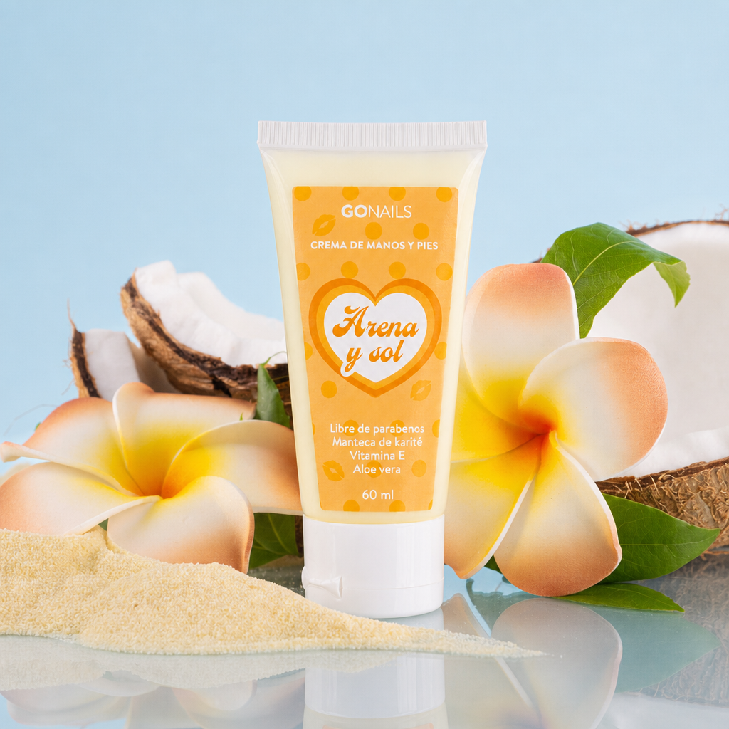 Crema de Manos y Pies - Arena y Sol Go Nails – Crema Hidratante Vegana con Aloe Vera y Karité