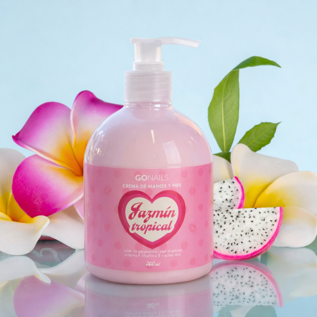 Crema de Manos y Pies - Jazmín Tropical Go Nails – Crema Hidratante Vegana con Aloe Vera y Karité