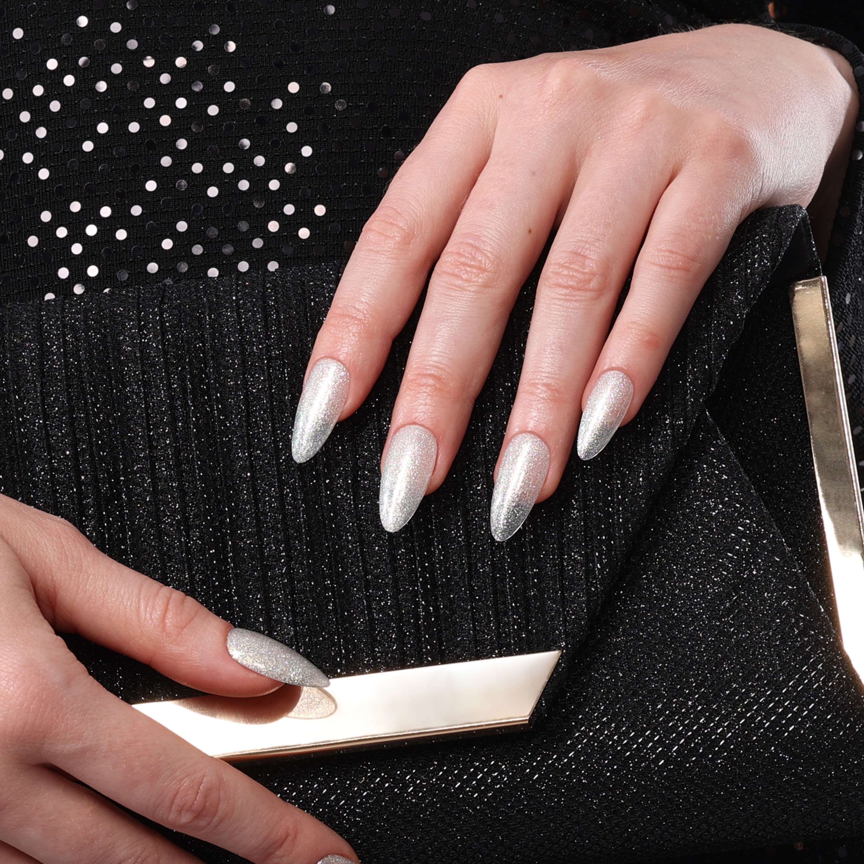 Esmalte Gel DC10 Transparente tornasol con mix de glitter