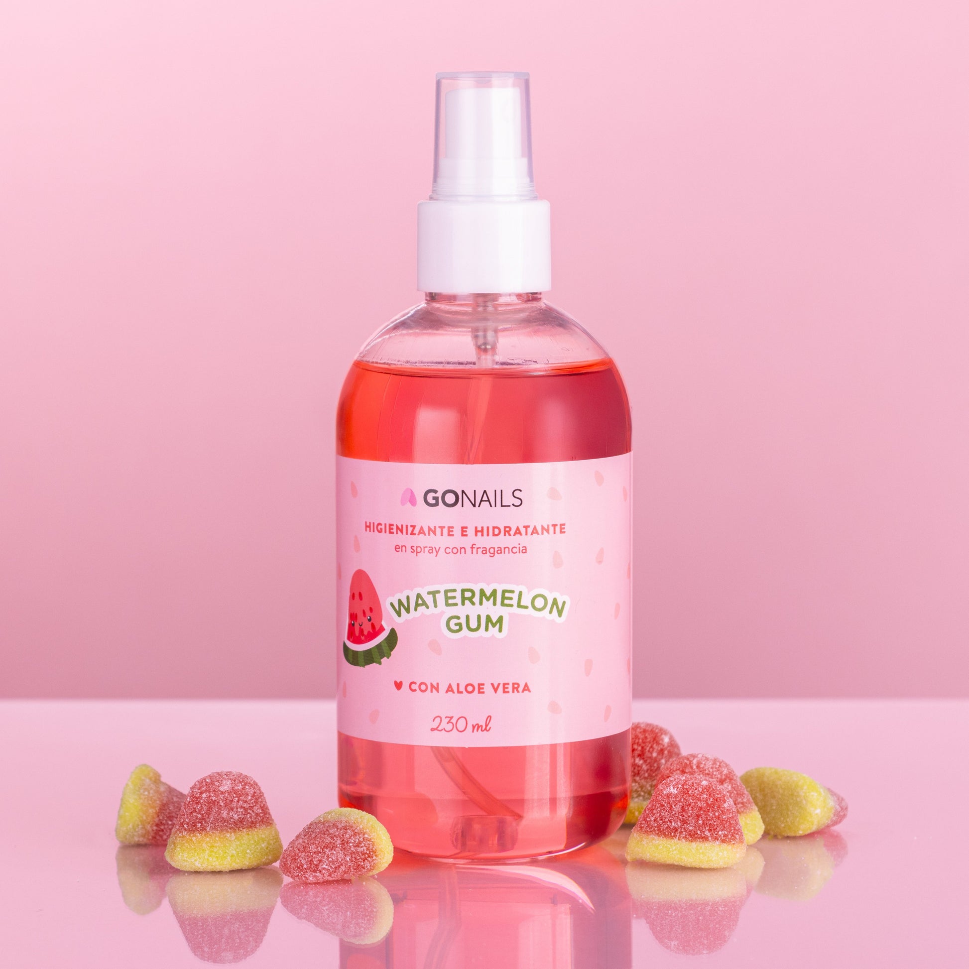 Higienizante e Hidratante de Manos y Pies - Chicle de Sandía Go Nails – Antibacterial Perfumado