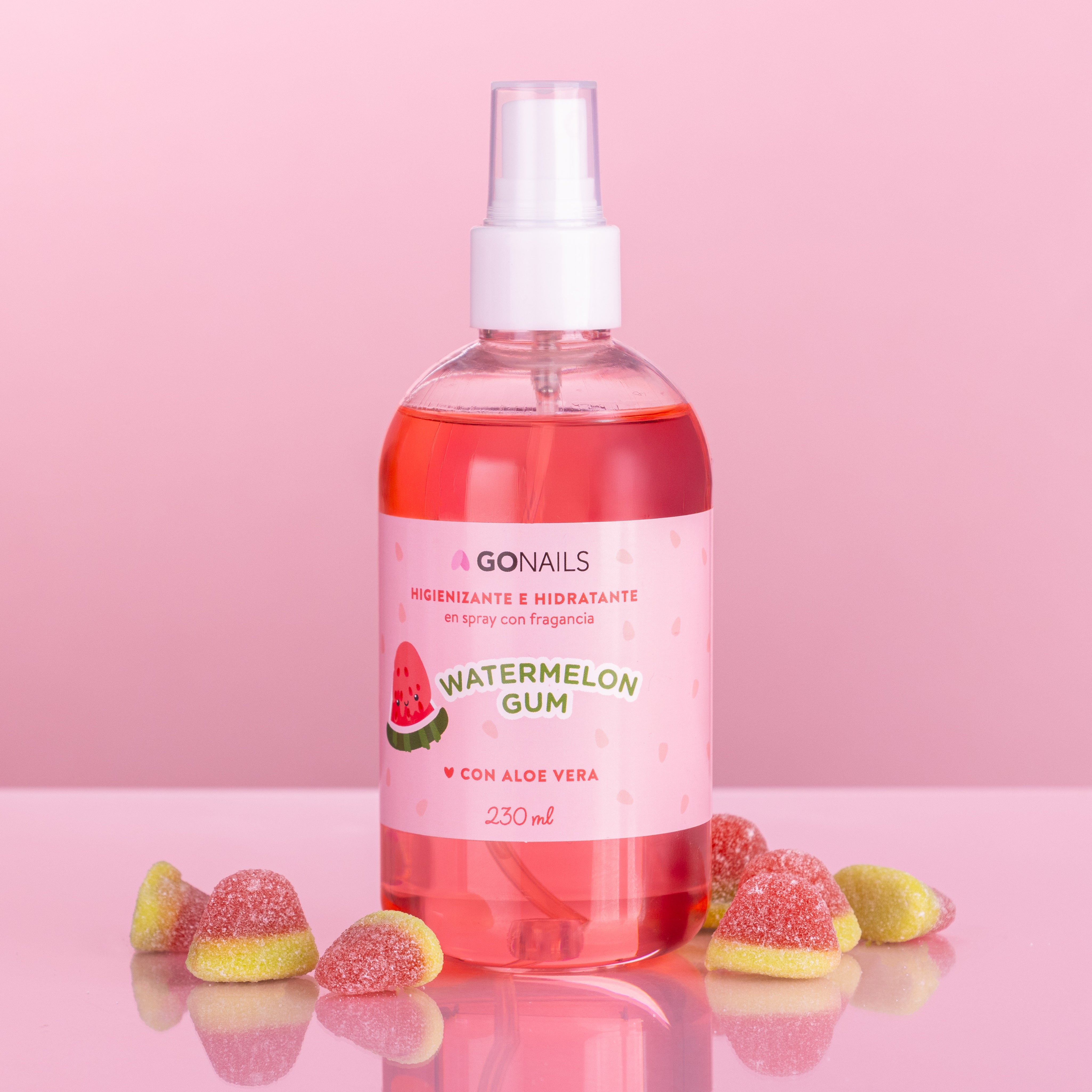 Higienizante e Hidratante de Manos y Pies - Chicle de Sandía Go Nails – Antibacterial Perfumado