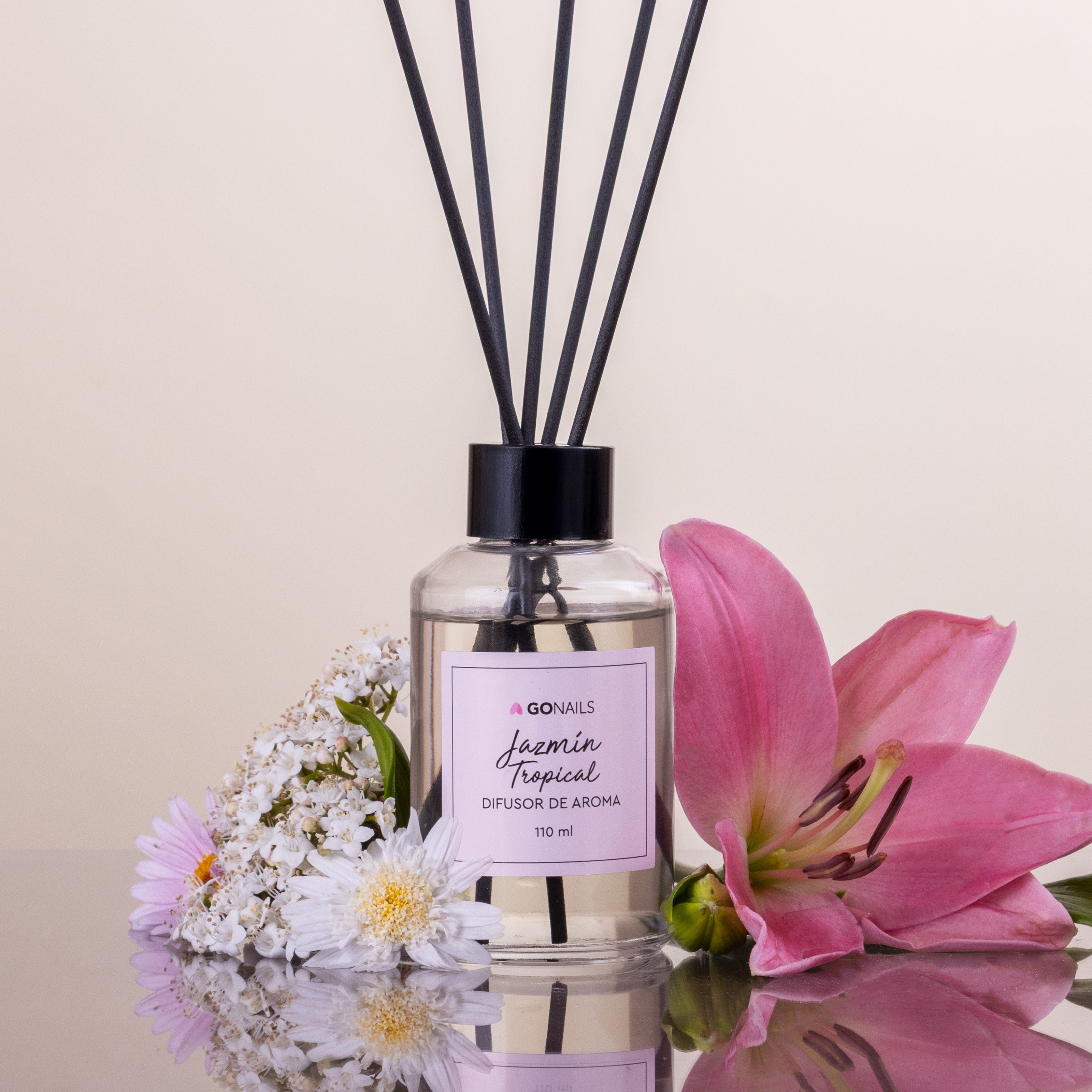 Difusor de Aroma - Jazmin Tropical 110 ml Go Nails – Difusor de Varillas Aromático para el Hogar