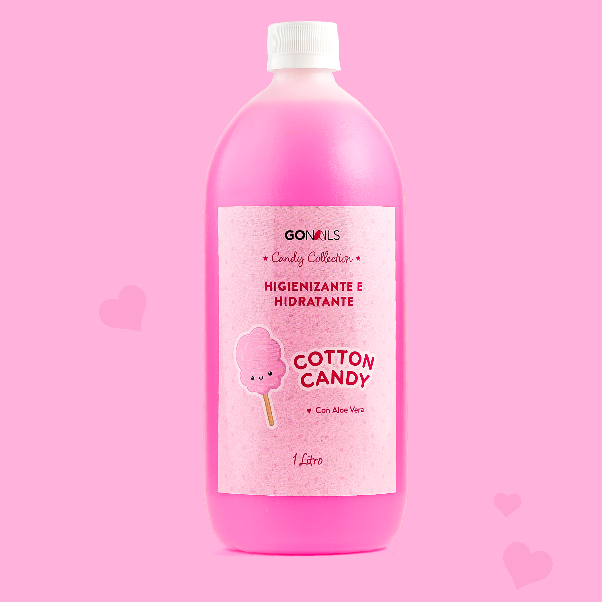 Higienizante e Hidratante Cotton Candy Go Nails 1 Litro – Antibacterial Perfumado