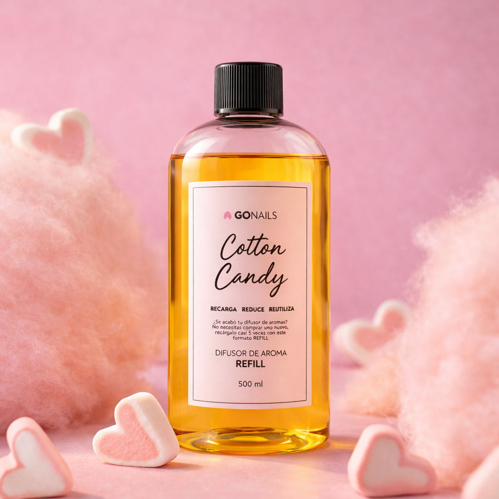 Refill Difusor de Aroma - Cotton Candy 500 ml Go Nails – Recarga 500ml para Difusor de Varillas