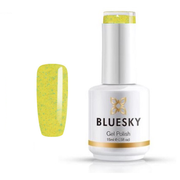 Esmalte gel 63914 Amarillo con mini glitter turquesa