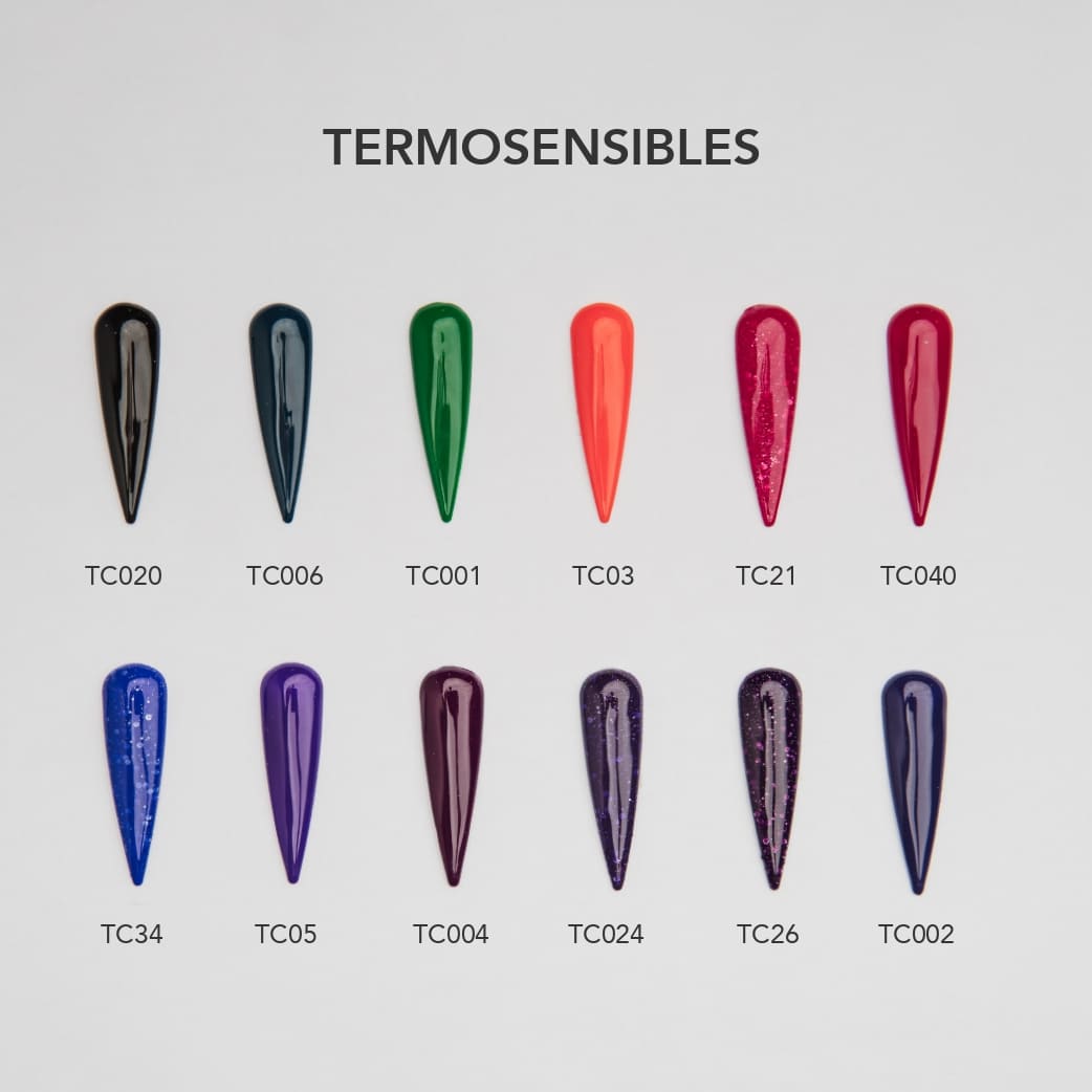 Esmalte Gel Termo TC21 Blanco traslucido a Fucsia con glitter