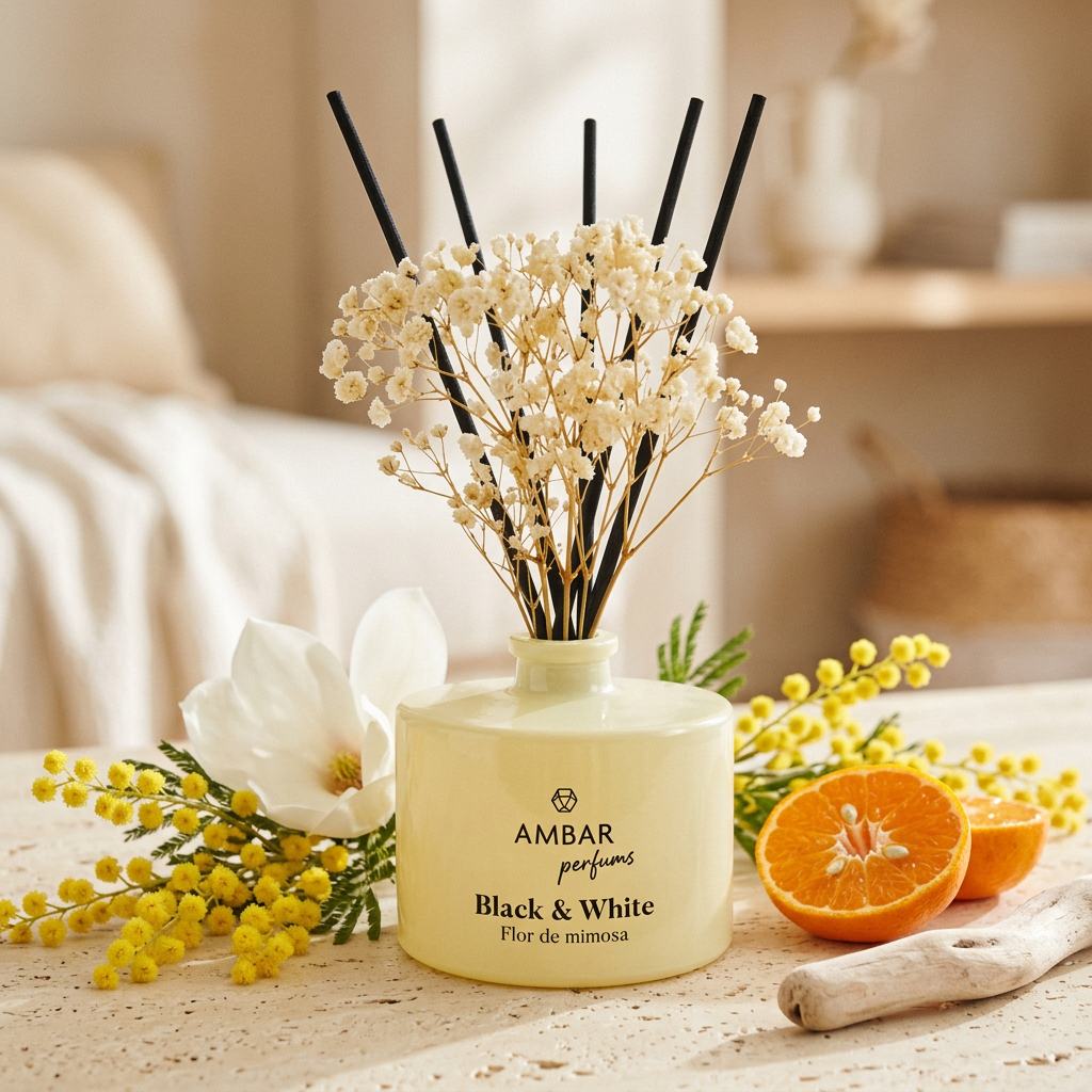 Black & White · Flor de Mimosa 40ml — Ambar