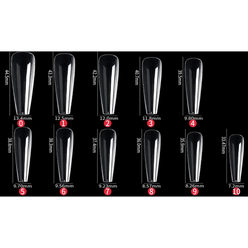 Soft Gel tips - Long Coffin (440 unidades)