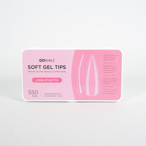 Soft Gel tips - Long Stiletto (550 unidades)