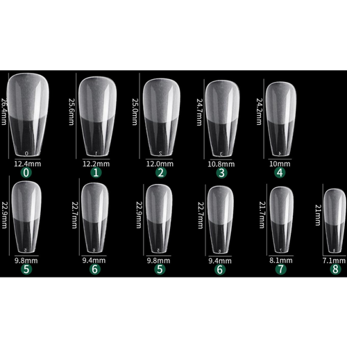 Soft Gel tips - Medium Coffin Large (Pre-limados) (550 unidades)