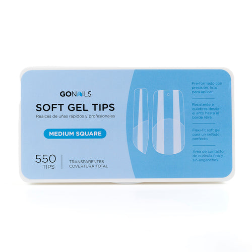 Soft Gel tips - Medium Square (Pre-limados) (550 unidades)