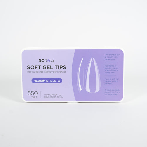 Soft Gel tips - Medium Stiletto (550 unidades)