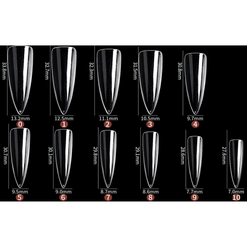 Soft Gel tips - Medium Stiletto (550 unidades)