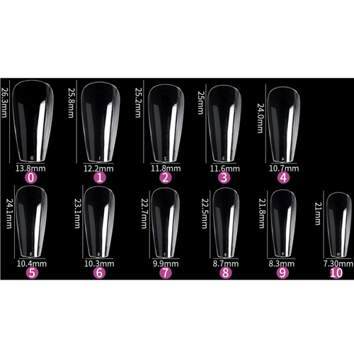 Soft Gel tips - Short Coffin (550 unidades)