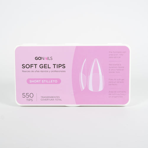Soft Gel tips - Short Stiletto (Pre-limados) (550 unidades)